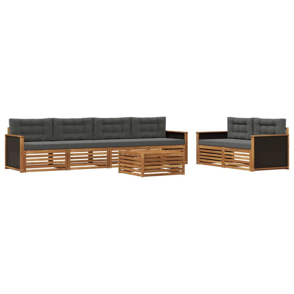 vidaXL Utomhussoffset 7 st Naturlig och Antracit Polyester