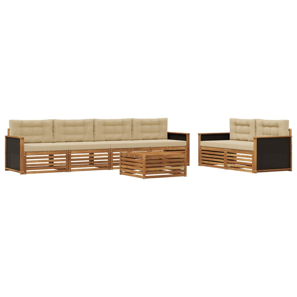 vidaXL Utomhussoffset 7 st Naturlig och Beige Polyester