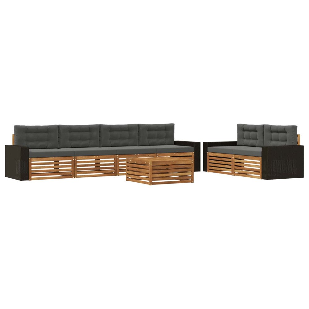 vidaXL Utomhussoffset 7 st Naturlig och Antracit Polyester