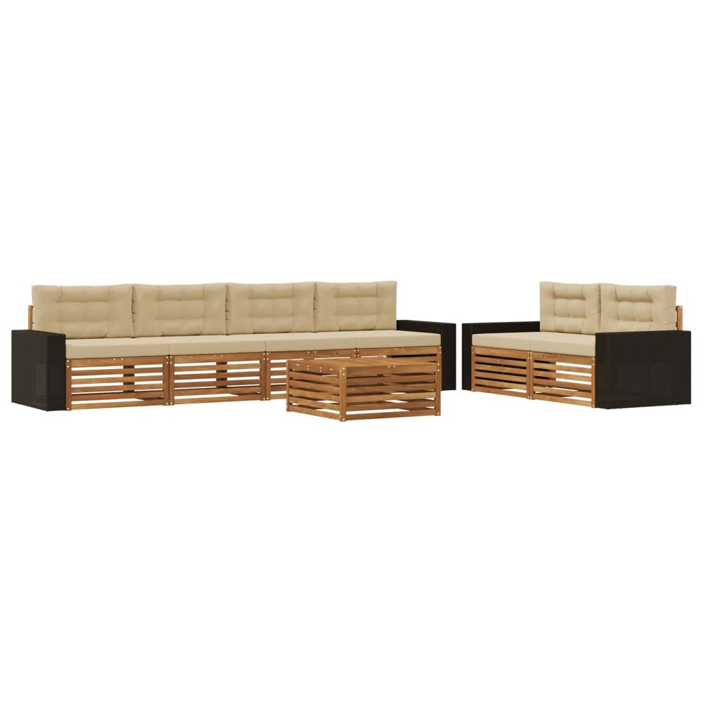 vidaXL Utomhussoffset 7 st Naturlig och Beige Polyester