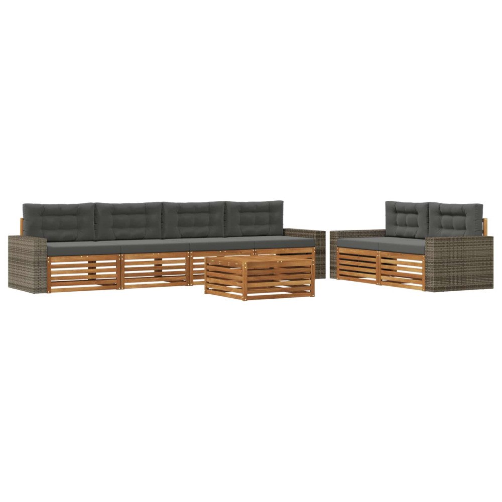 vidaXL Utomhussoffset 7 st Naturlig och Antracit Polyester