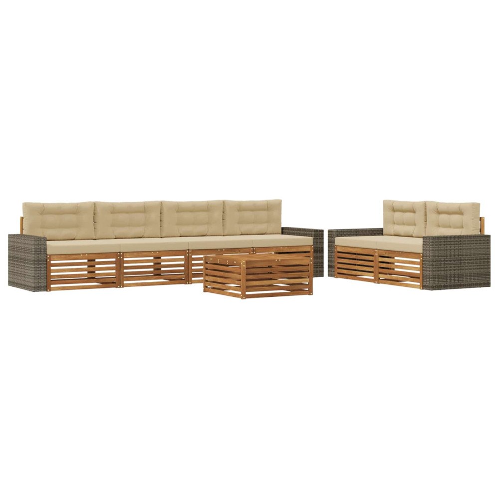 vidaXL Utomhussoffset 7 st Naturlig och Beige Polyester