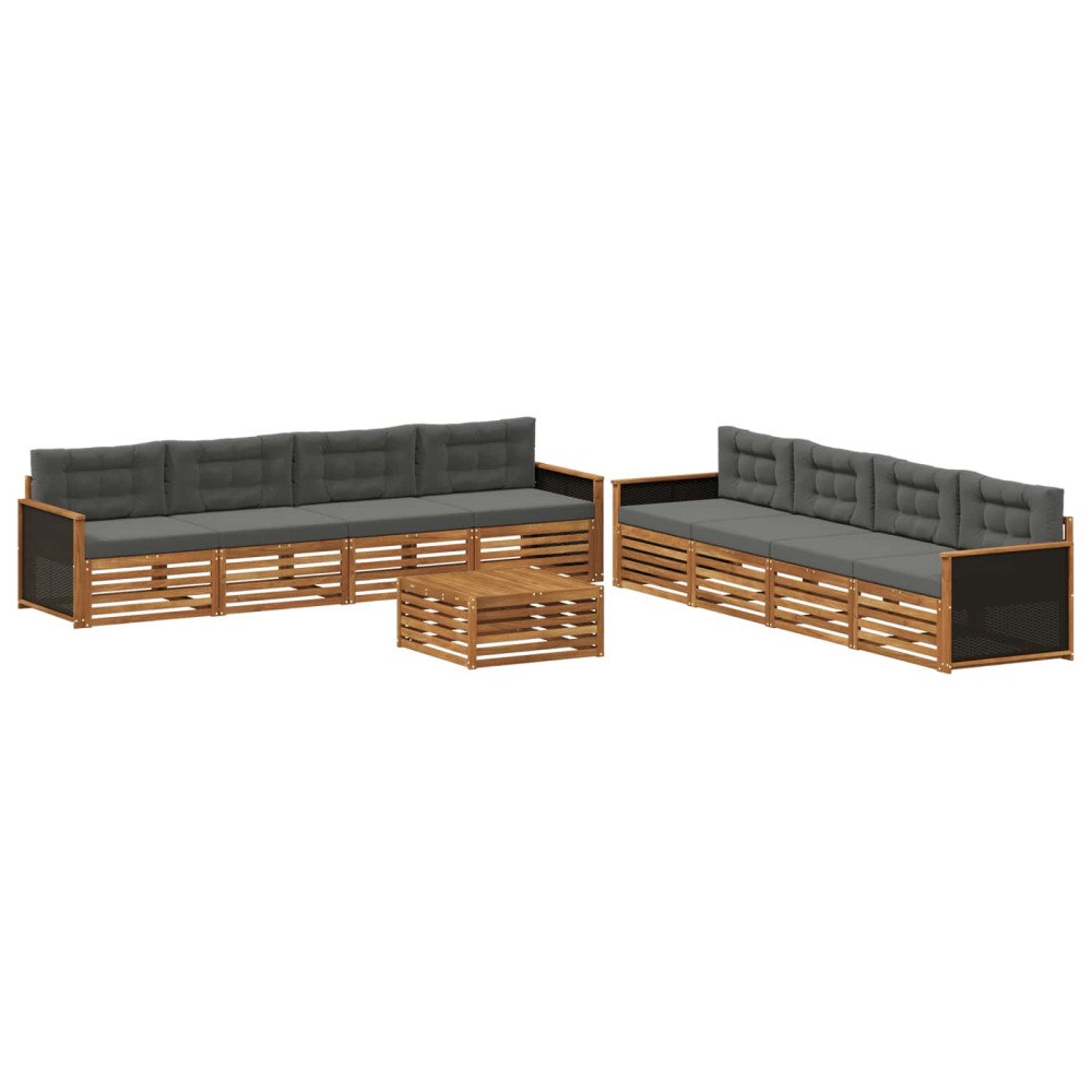 vidaXL Utomhussoffset 9 st Naturlig och Antracit Polyester