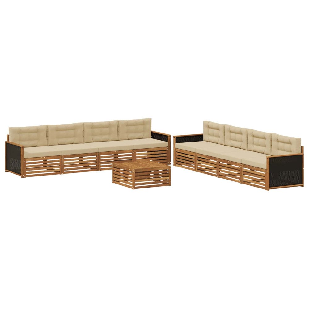 vidaXL Utomhussoffset 9 st Naturlig och Beige Polyester
