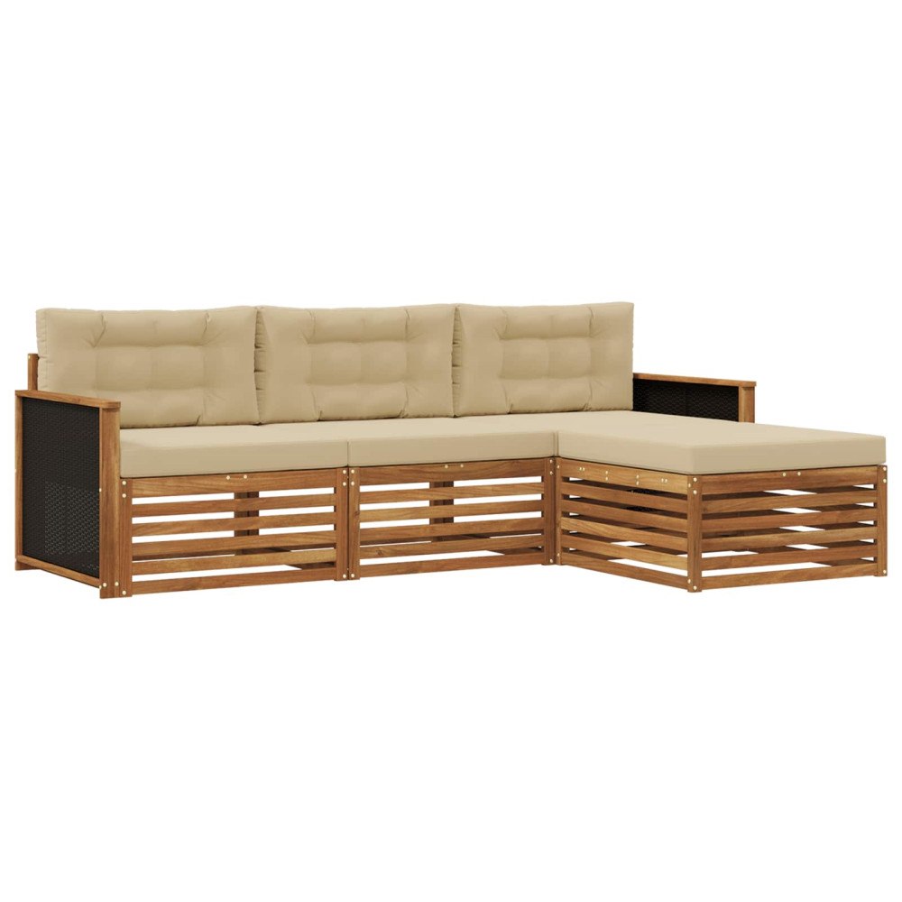 vidaXL Utomhussoffset 4 st Naturlig och Beige Polyester