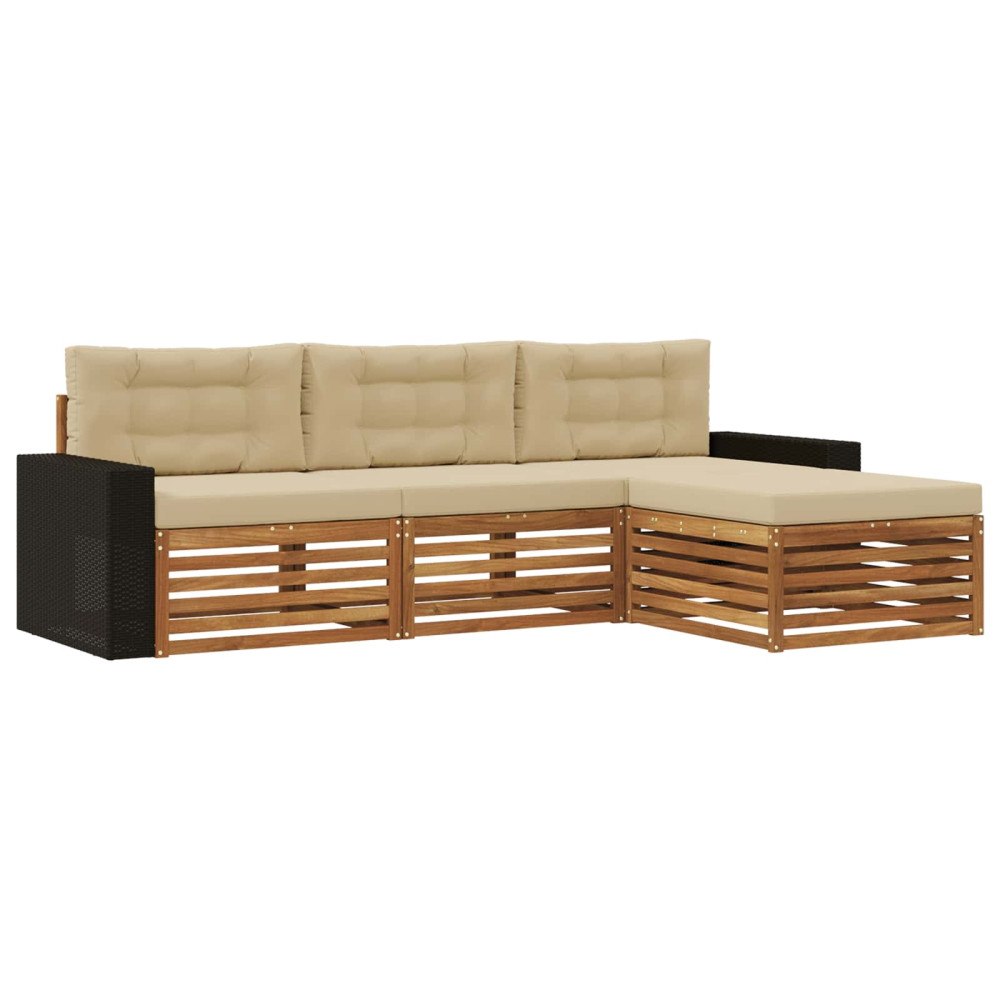 vidaXL Utomhussoffset 4 st Naturlig och Beige Polyester