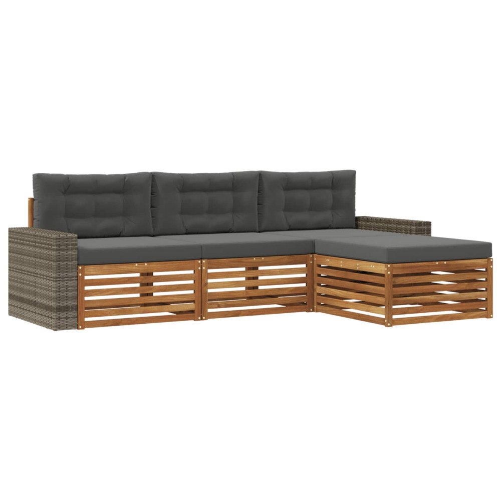 vidaXL Utomhussoffset 4 st Naturlig och Antracit Polyester