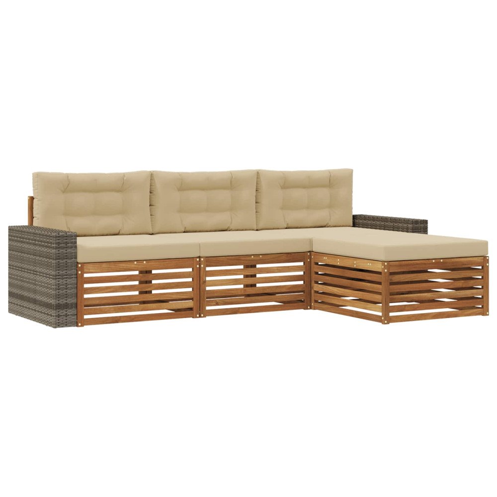 vidaXL Utomhussoffset 4 st Naturlig och Beige Polyester
