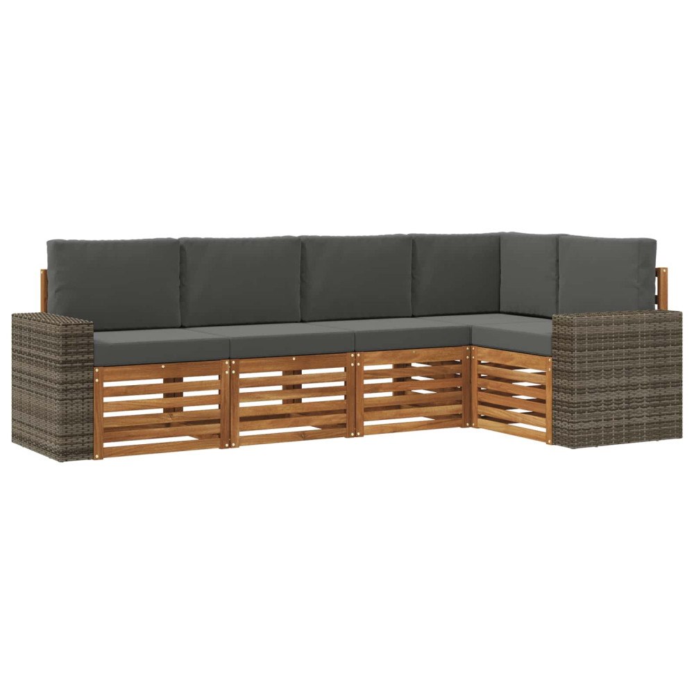 vidaXL Utomhussoffset 5 st Naturlig och Antracit Polyester