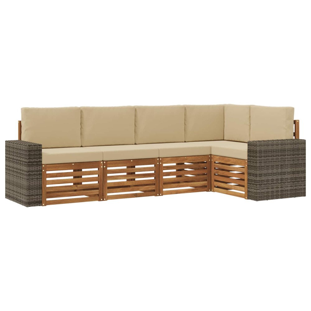 vidaXL Utomhussoffset 5 st Naturlig och Beige Polyester