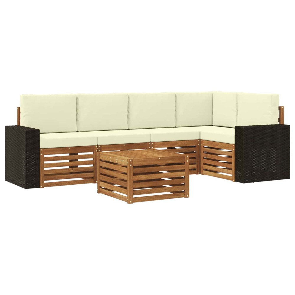 vidaXL Utomhussoffset 6 st Naturlig och Grädde Polyester