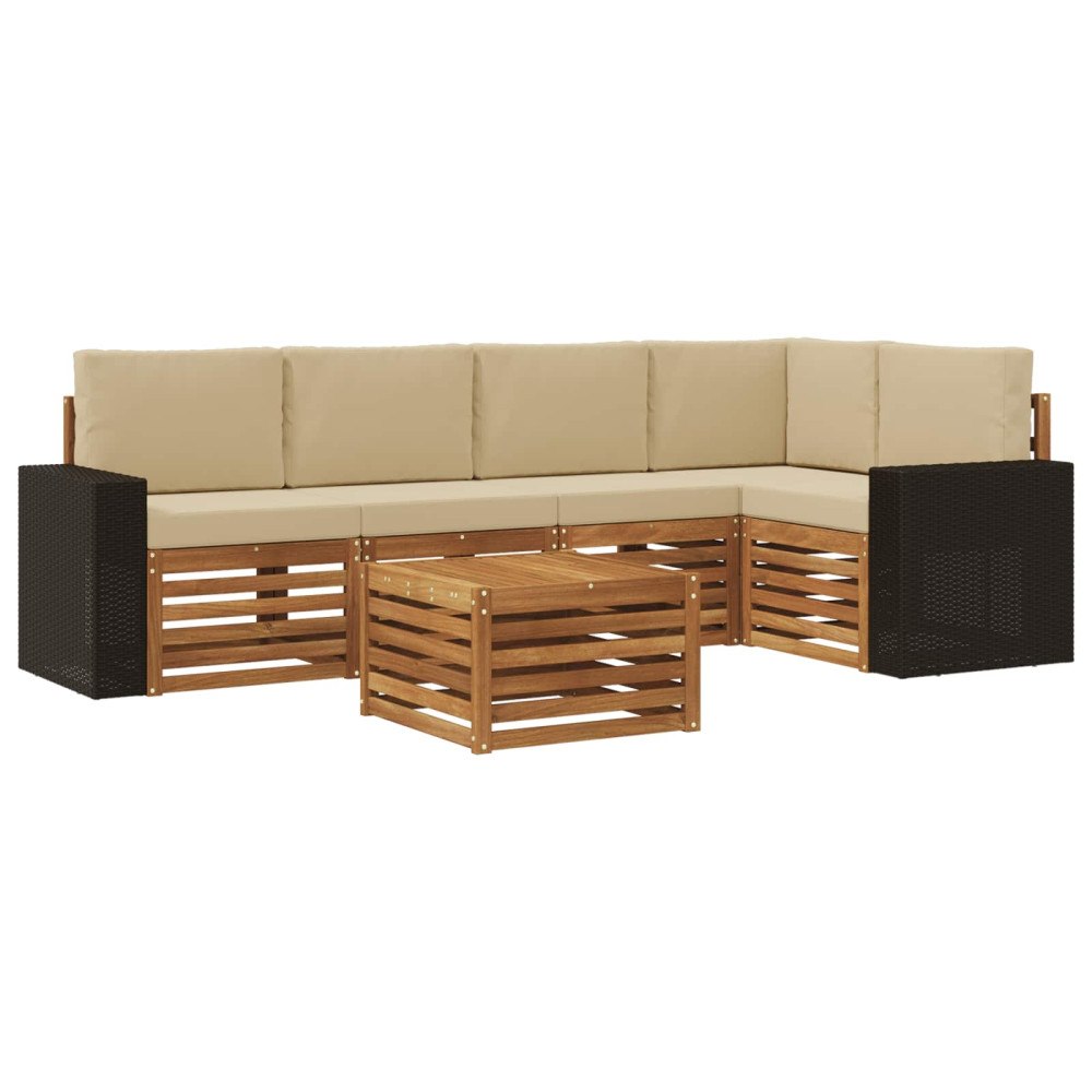 vidaXL Utomhussoffset 6 st Naturlig och Beige Polyester