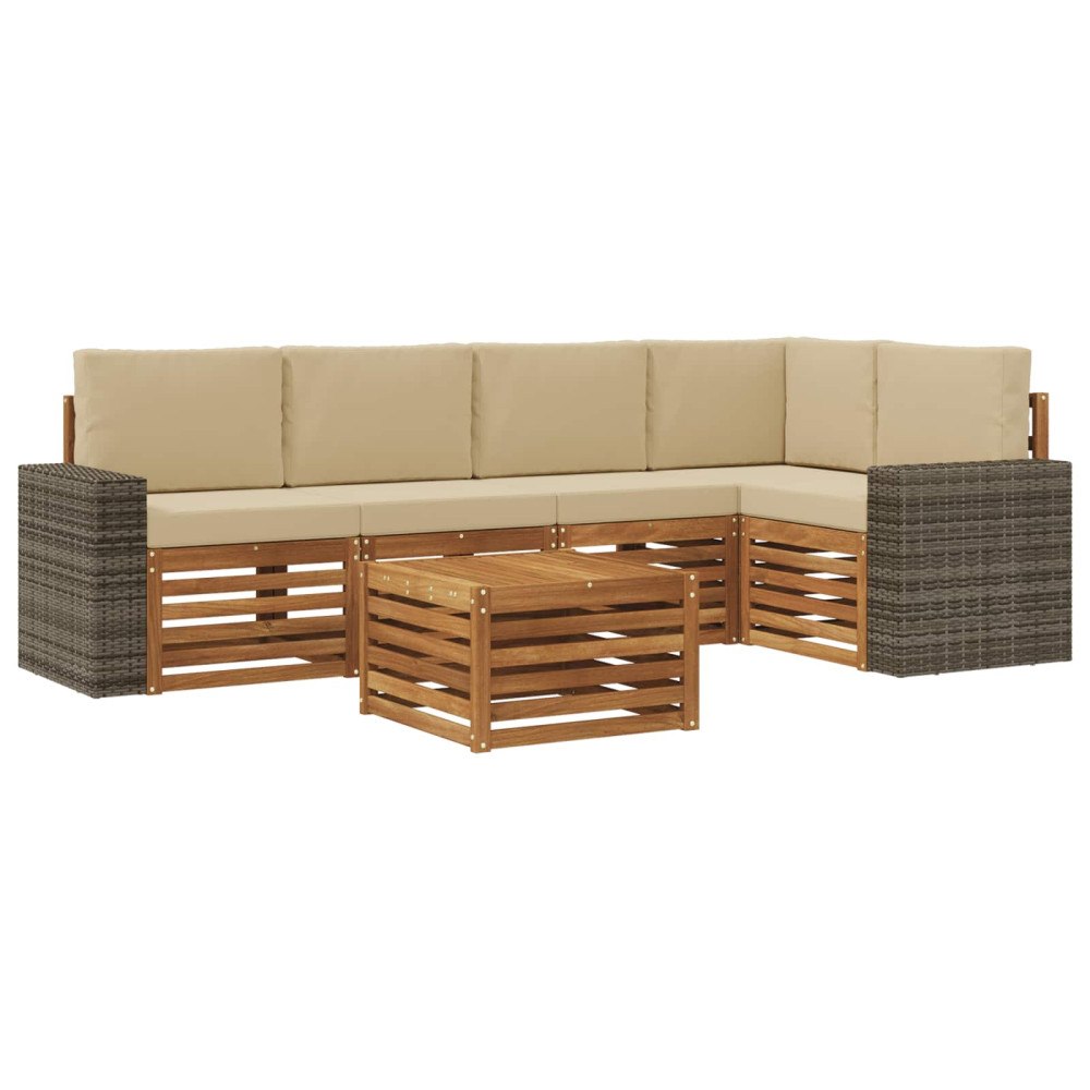 vidaXL Utomhussoffset 6 st Naturlig och Beige Polyester