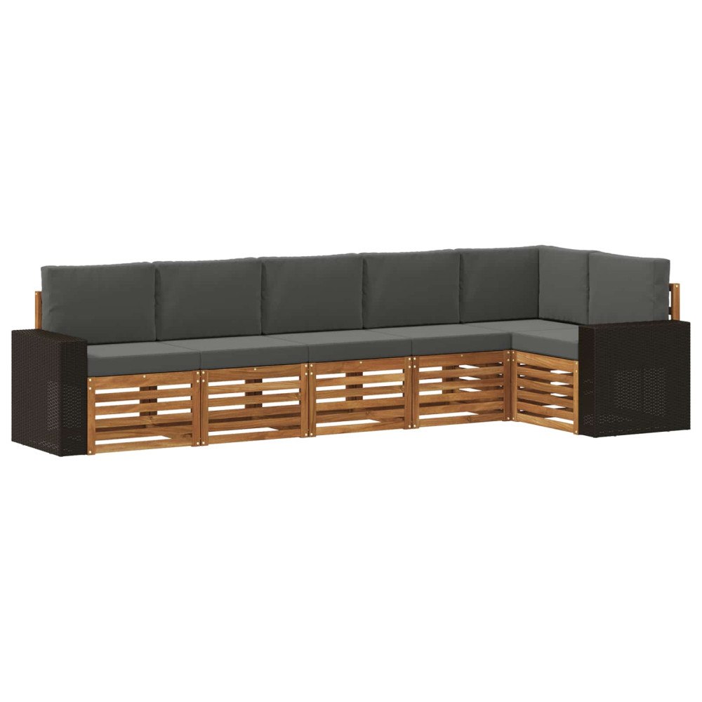 vidaXL Utomhussoffset 6 st Naturlig och Antracit Polyester