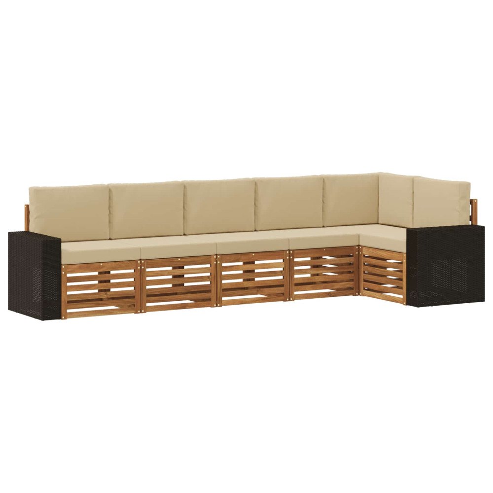 vidaXL Utomhussoffset 6 st Naturlig och Beige Polyester