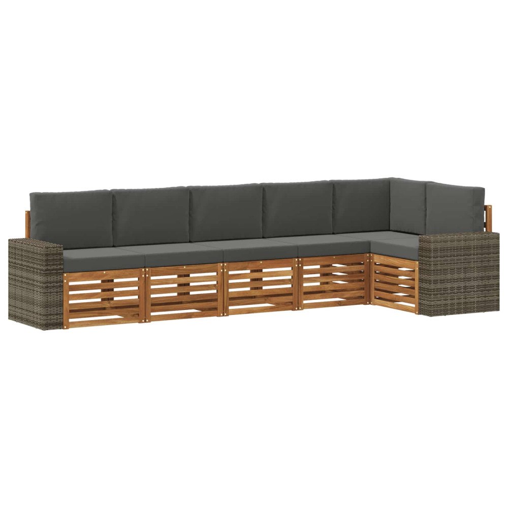 vidaXL Utomhussoffset 6 st Naturlig och Antracit Polyester
