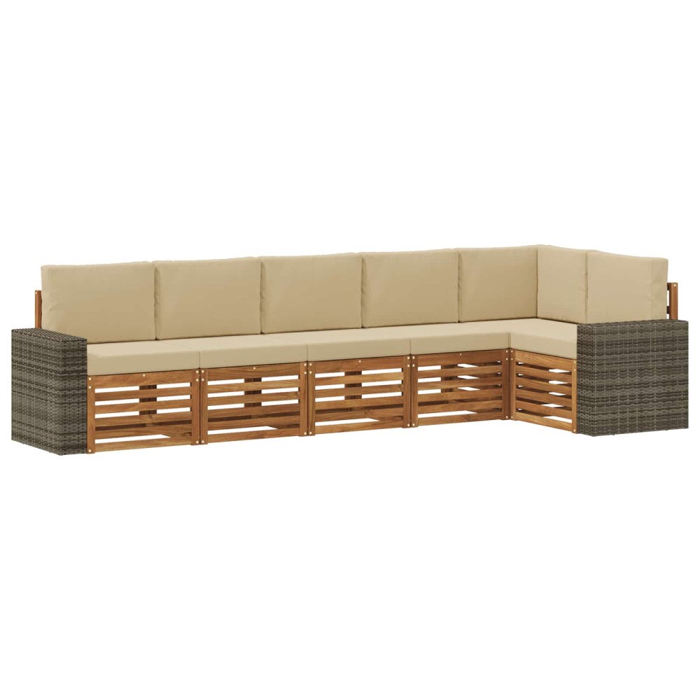 vidaXL Utomhussoffset 6 st Naturlig och Beige Polyester