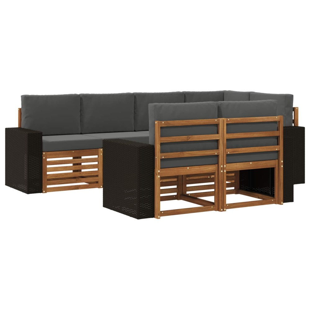vidaXL Utomhussoffset 7 st Naturlig och Antracit Polyester