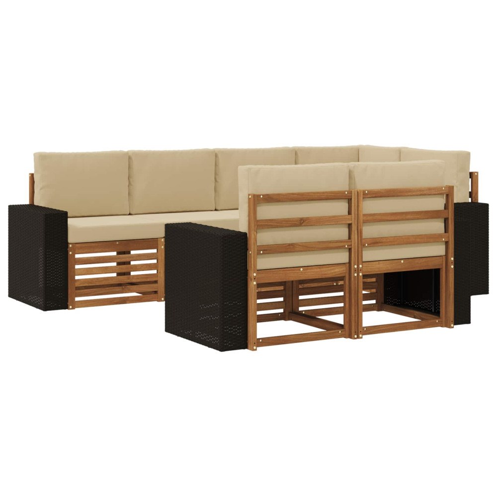 vidaXL Utomhussoffset 7 st Naturlig och Beige Polyester
