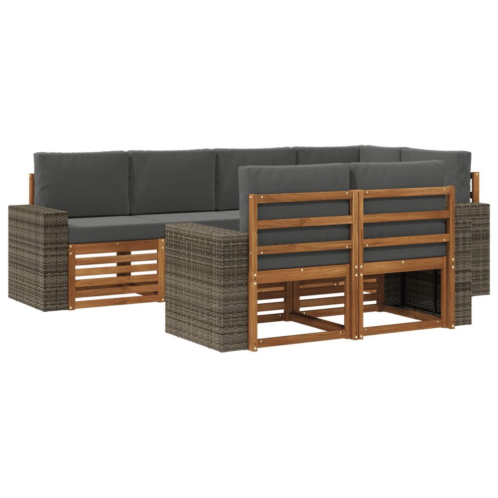vidaXL Utomhussoffset 7 st Naturlig och Antracit Polyester