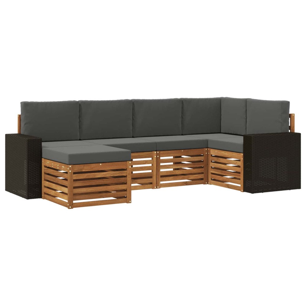 vidaXL Utomhussoffset 6 st Naturlig och Antracit Polyester