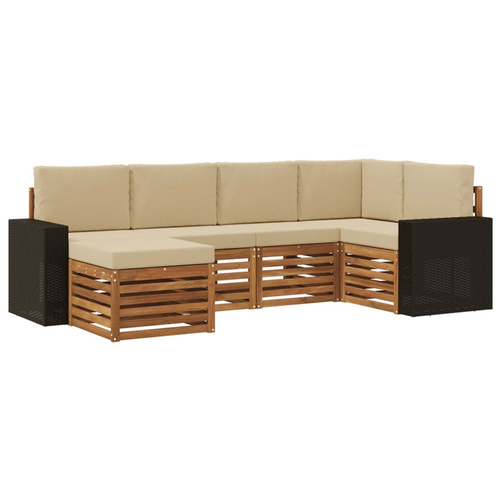 vidaXL Utomhussoffset 6 st Naturlig och Beige Polyester