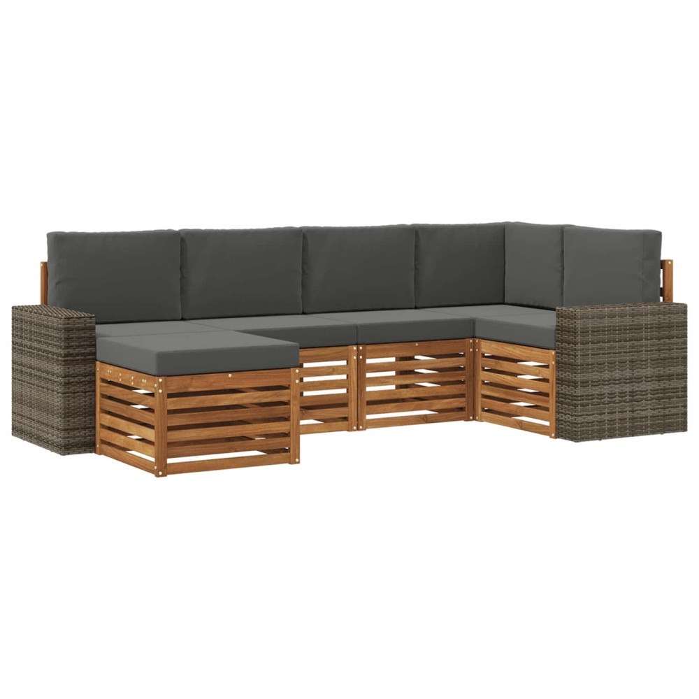 vidaXL Utomhussoffset 6 st Naturlig och Antracit Polyester