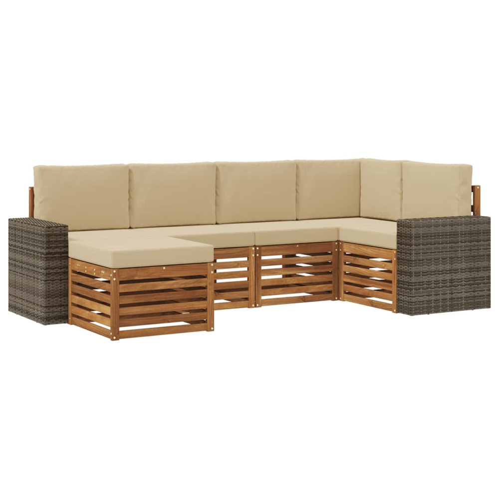 vidaXL Utomhussoffset 6 st Naturlig och Beige Polyester