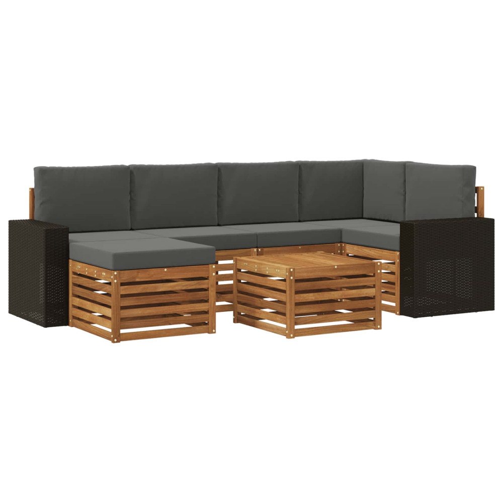 vidaXL Utomhussoffset 7 st Naturlig och Antracit Polyester
