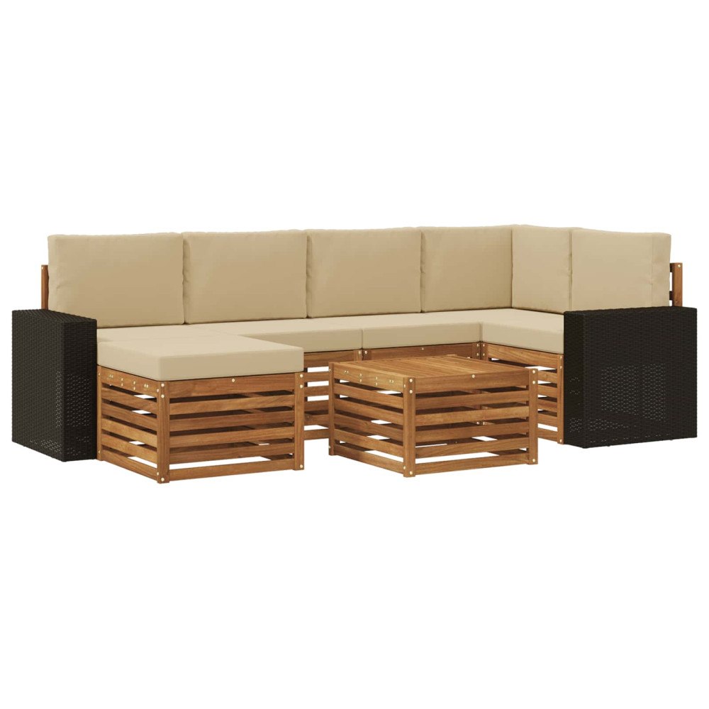 vidaXL Utomhussoffset 7 st Naturlig och Beige Polyester