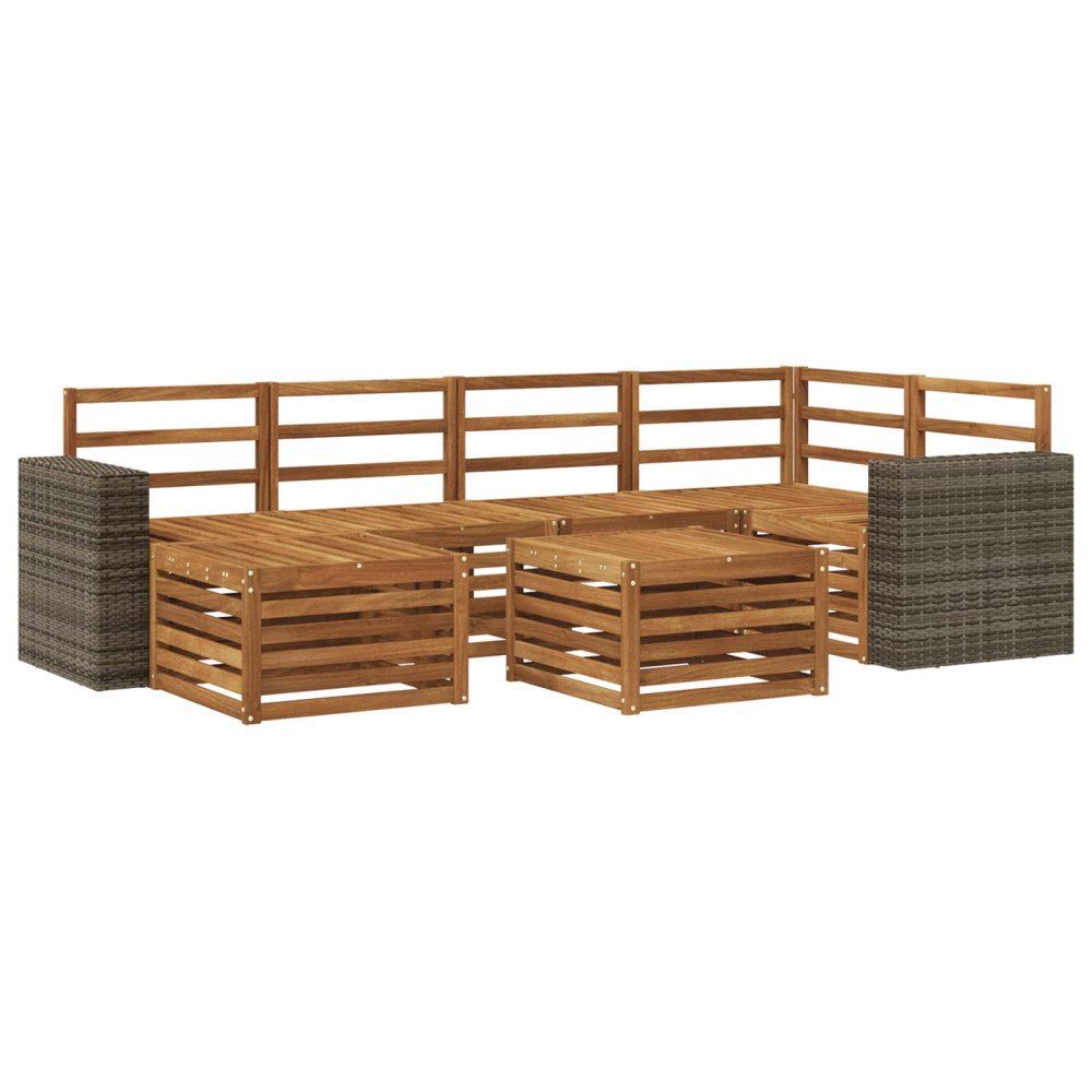 vidaXL Utomhussoffset 7 st Naturlig Polyester