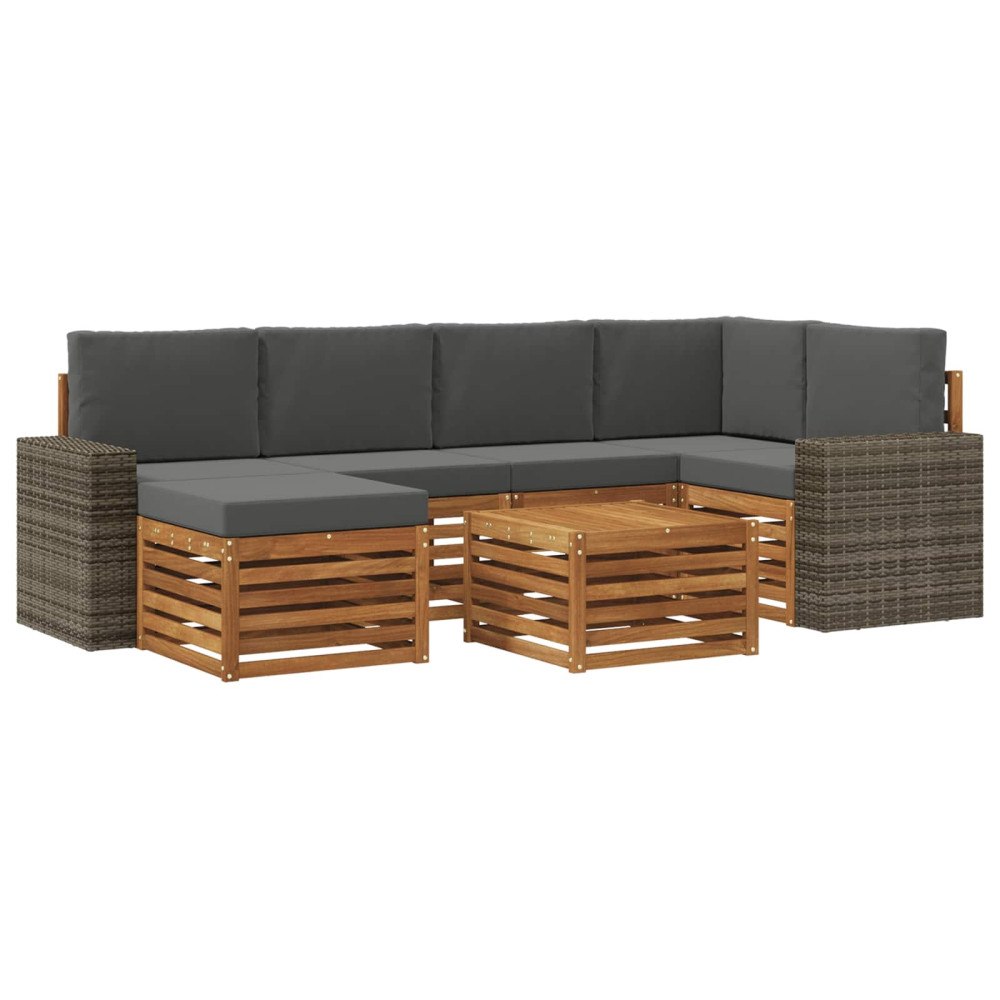 vidaXL Utomhussoffset 7 st Naturlig och Antracit Polyester