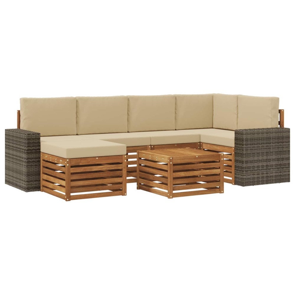 vidaXL Utomhussoffset 7 st Naturlig och Beige Polyester