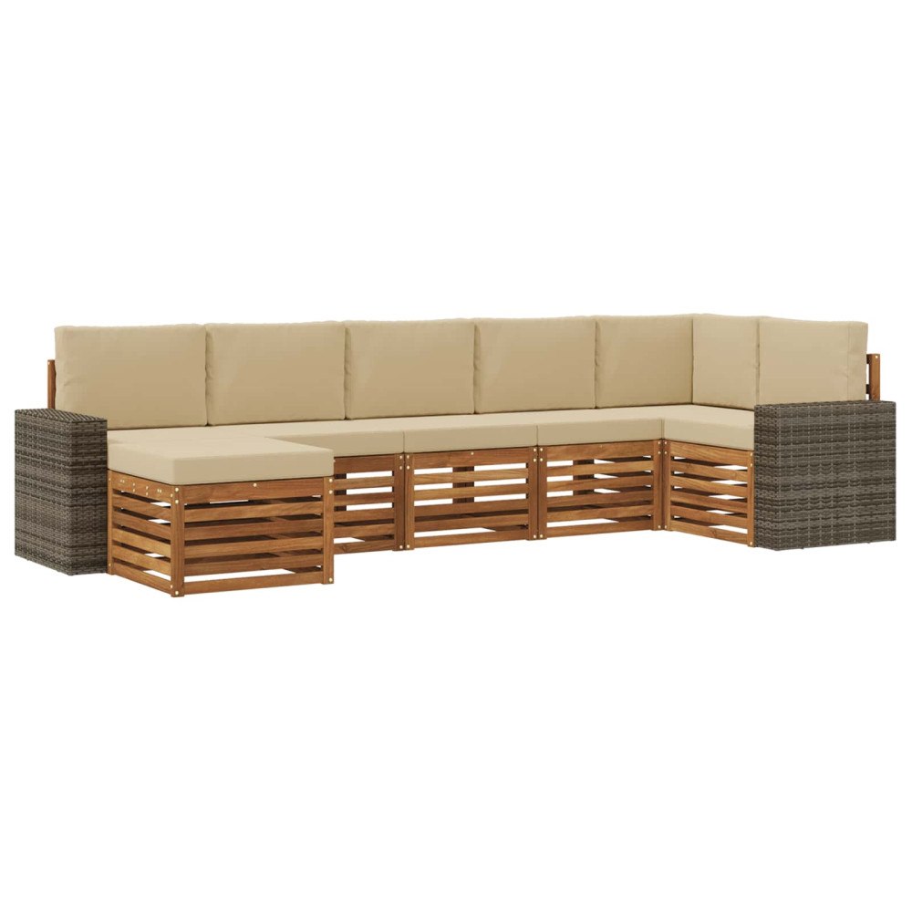 vidaXL Utomhussoffset 7 st Naturlig och Beige