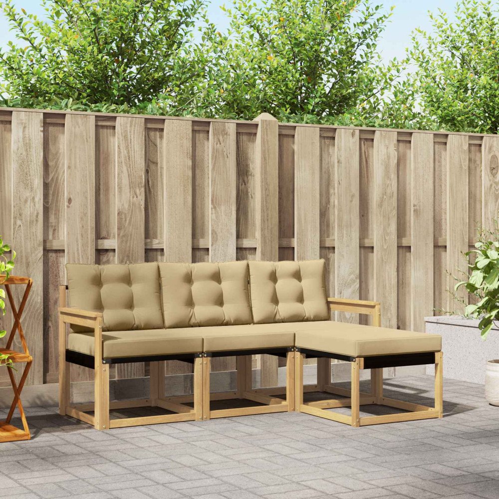 vidaXL Utomhussoffset 4 st Vit och Beige
