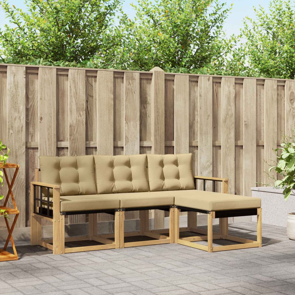vidaXL Utomhussoffset 4 st Vit och Beige