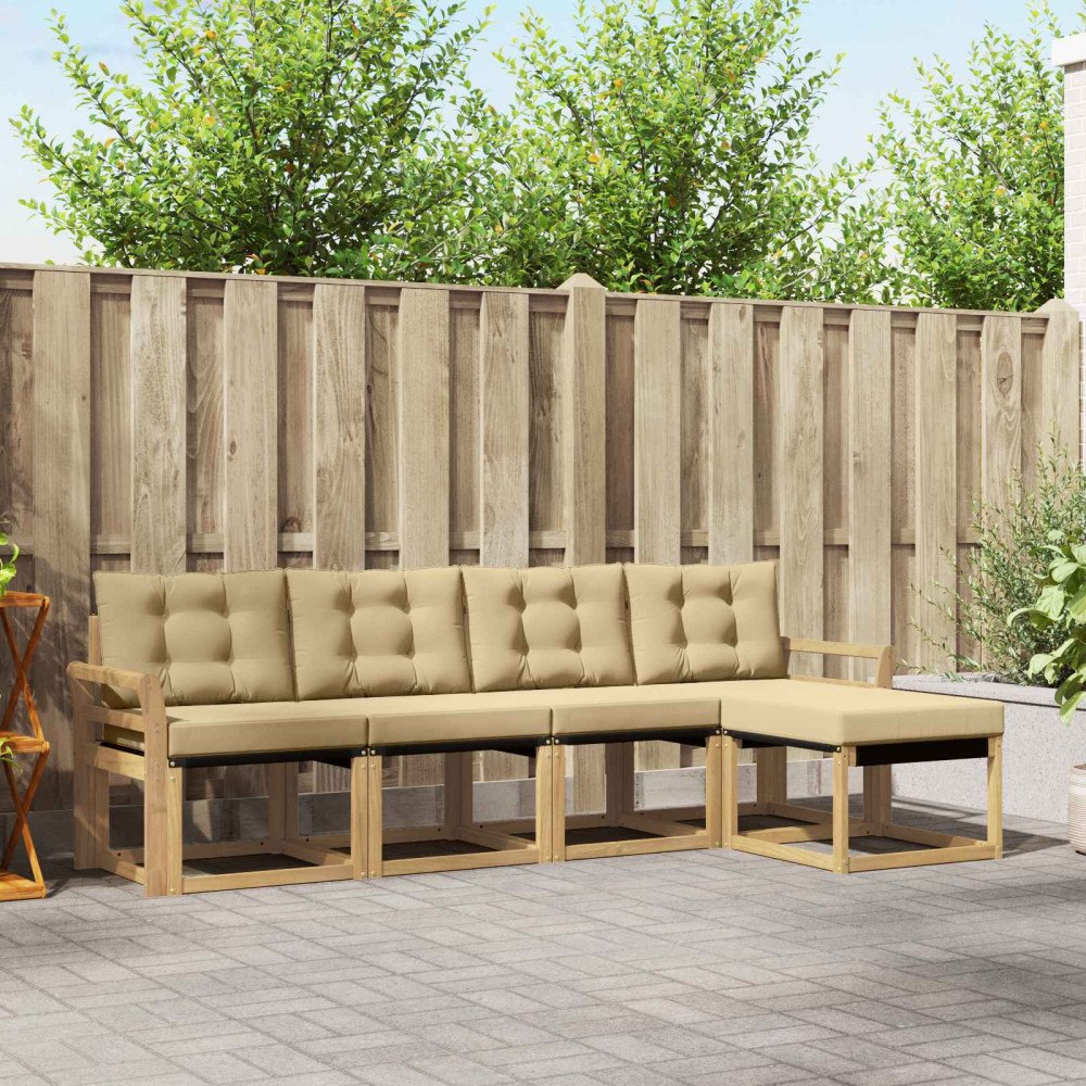 vidaXL Utomhussoffset 5 st Vit och Beige