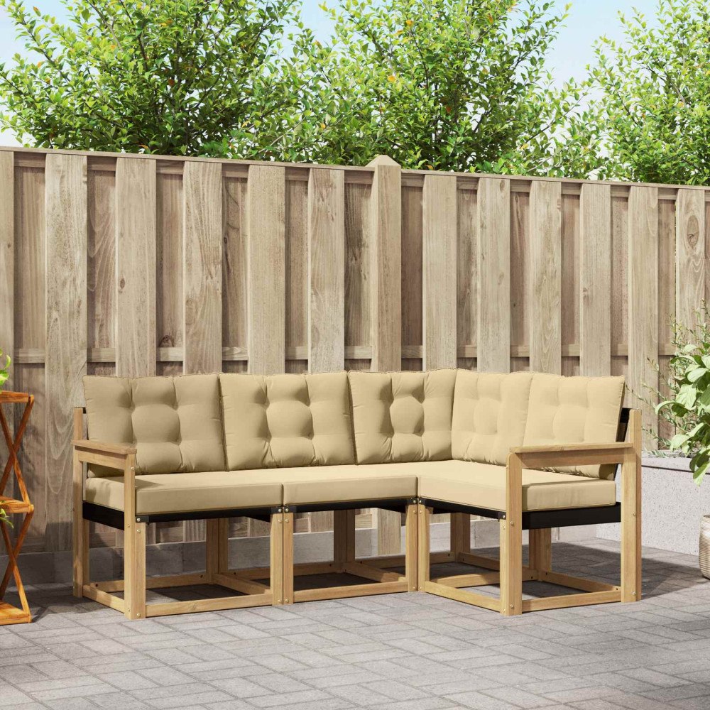 vidaXL Utomhussoffset 4 st Vit och Beige