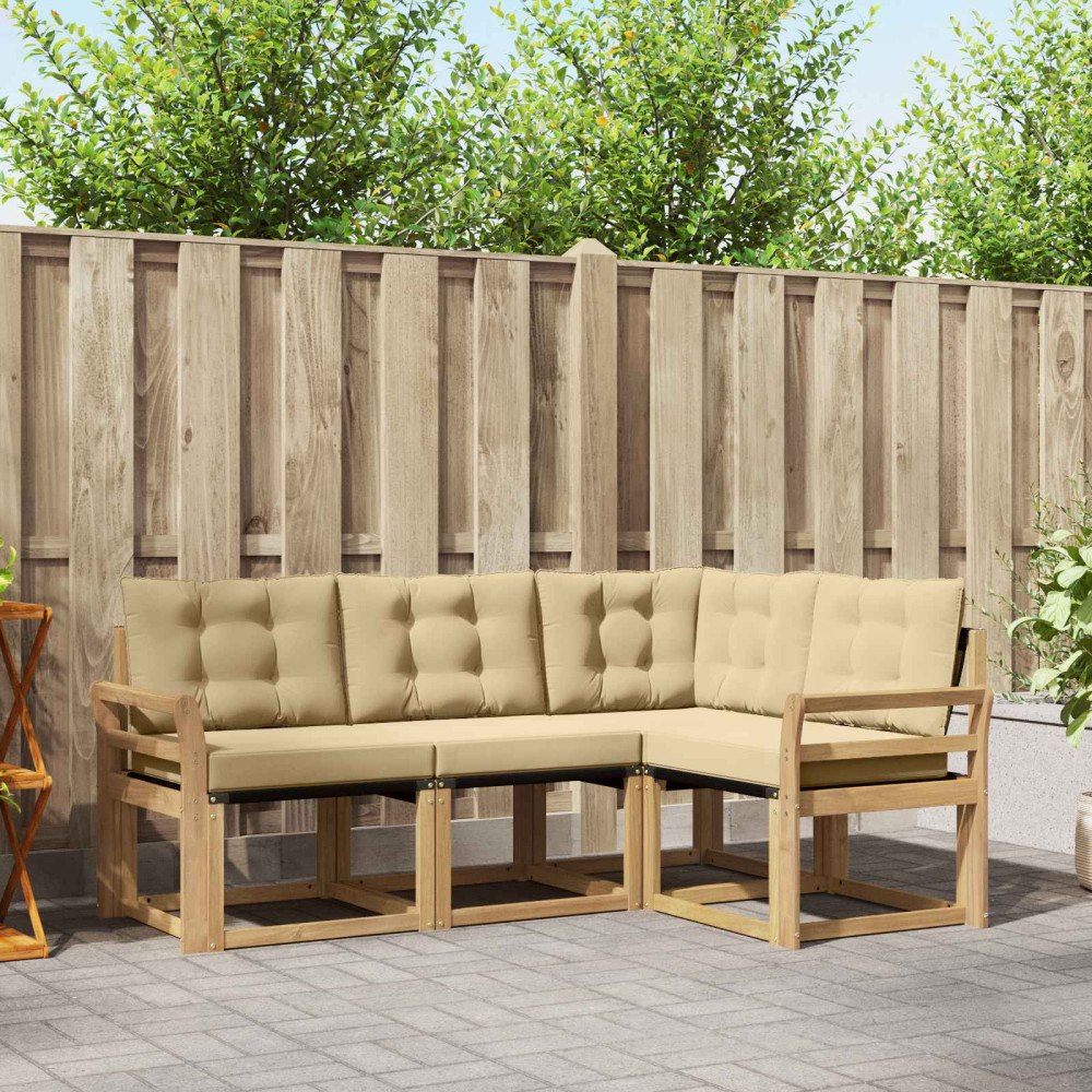 vidaXL Utomhussoffset 4 st Vit och Beige