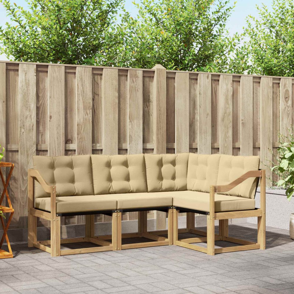 vidaXL Utomhussoffset 4 st Vit och Beige