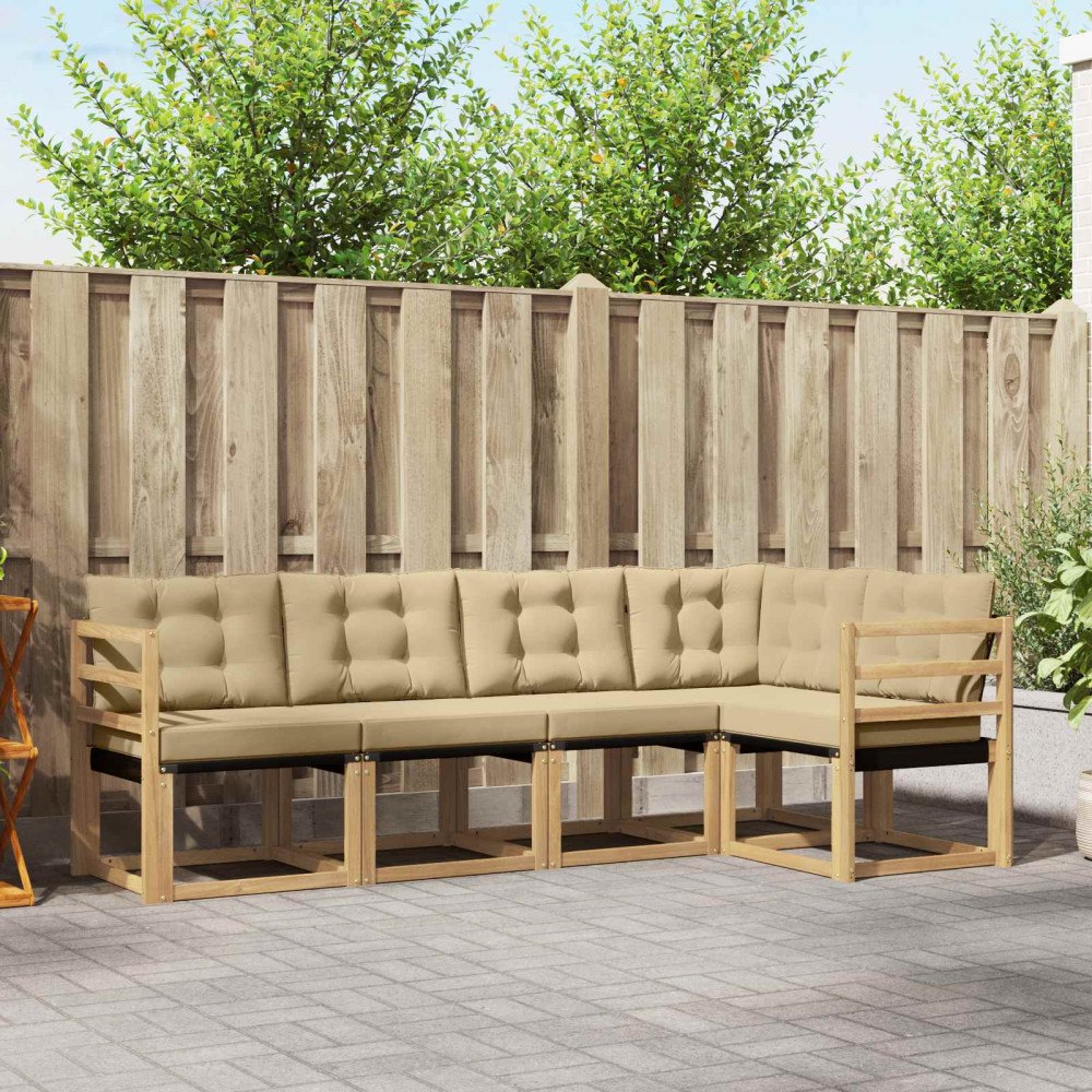 vidaXL Utomhussoffset 5 st Vit och Beige