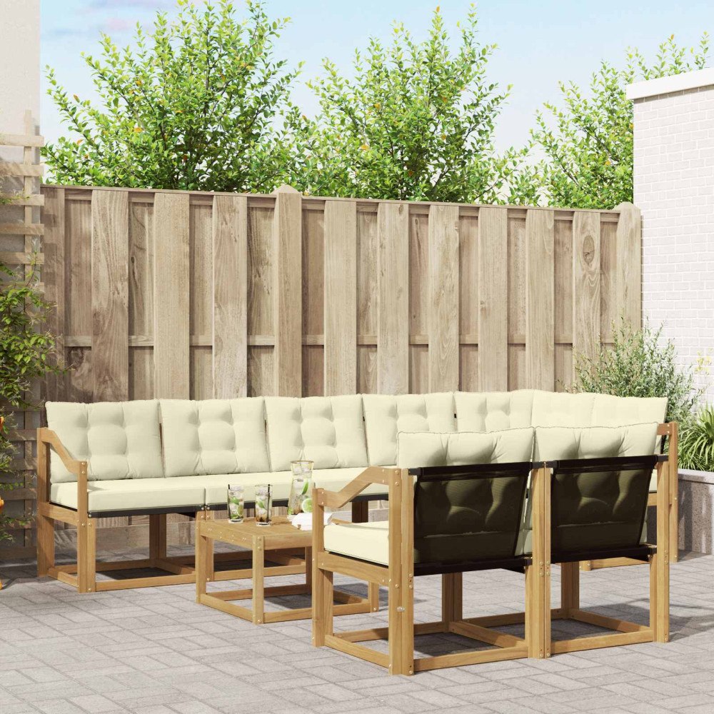 vidaXL Utomhussoffset 9 st Vit och grädde