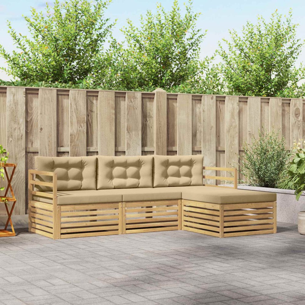 vidaXL Utomhussoffset 4 st Vit och Beige Polyester