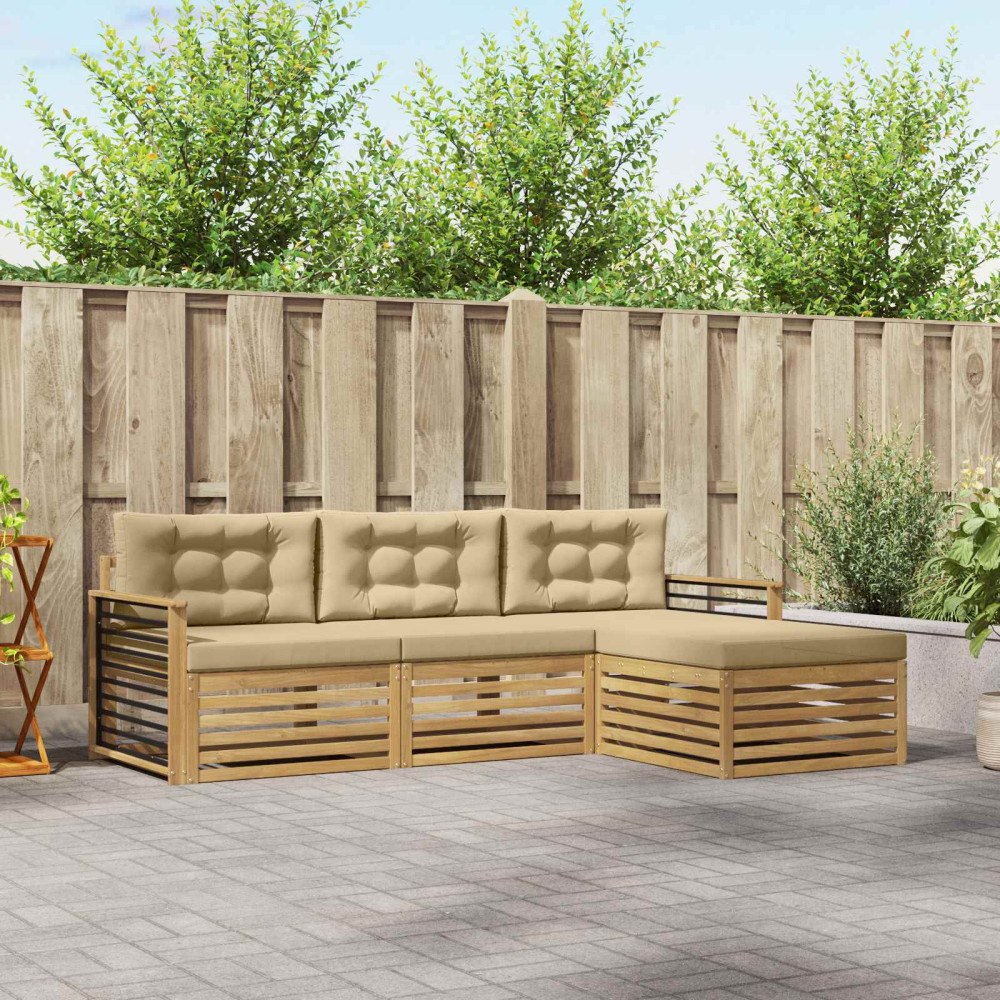 vidaXL Utomhussoffset 4 st Vit och Beige Polyester