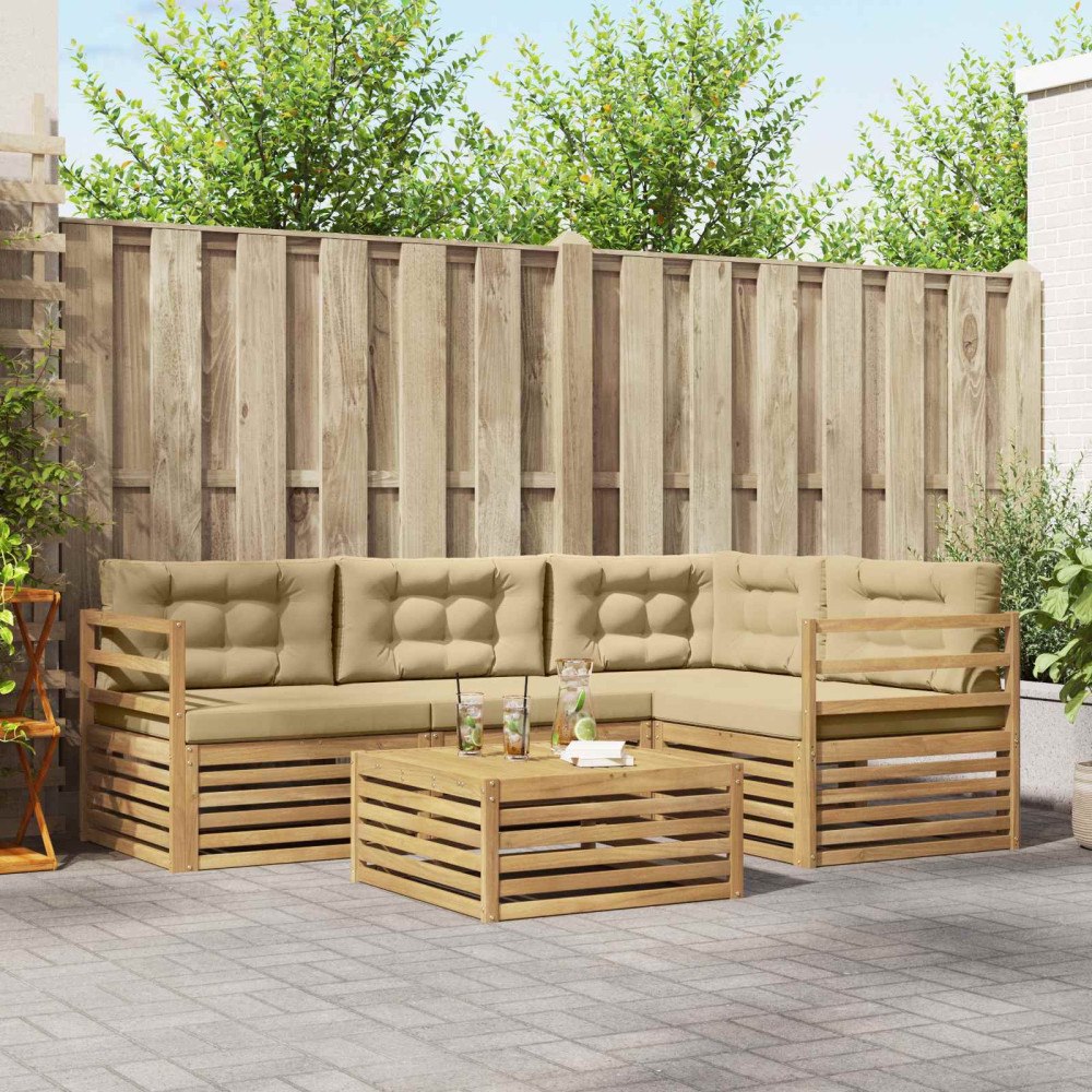 vidaXL Utomhussoffset 5 st Vit och Beige Polyester