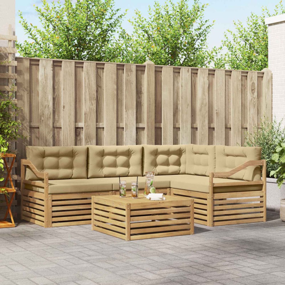 vidaXL Utomhussoffset 5 st Vit och Beige Polyester
