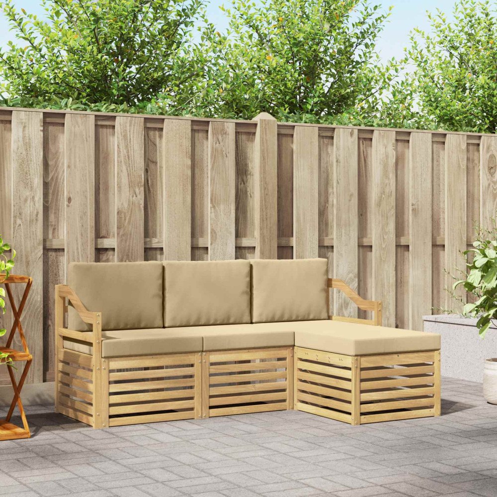 vidaXL Utomhussoffset 4 st Vit och Beige Polyester