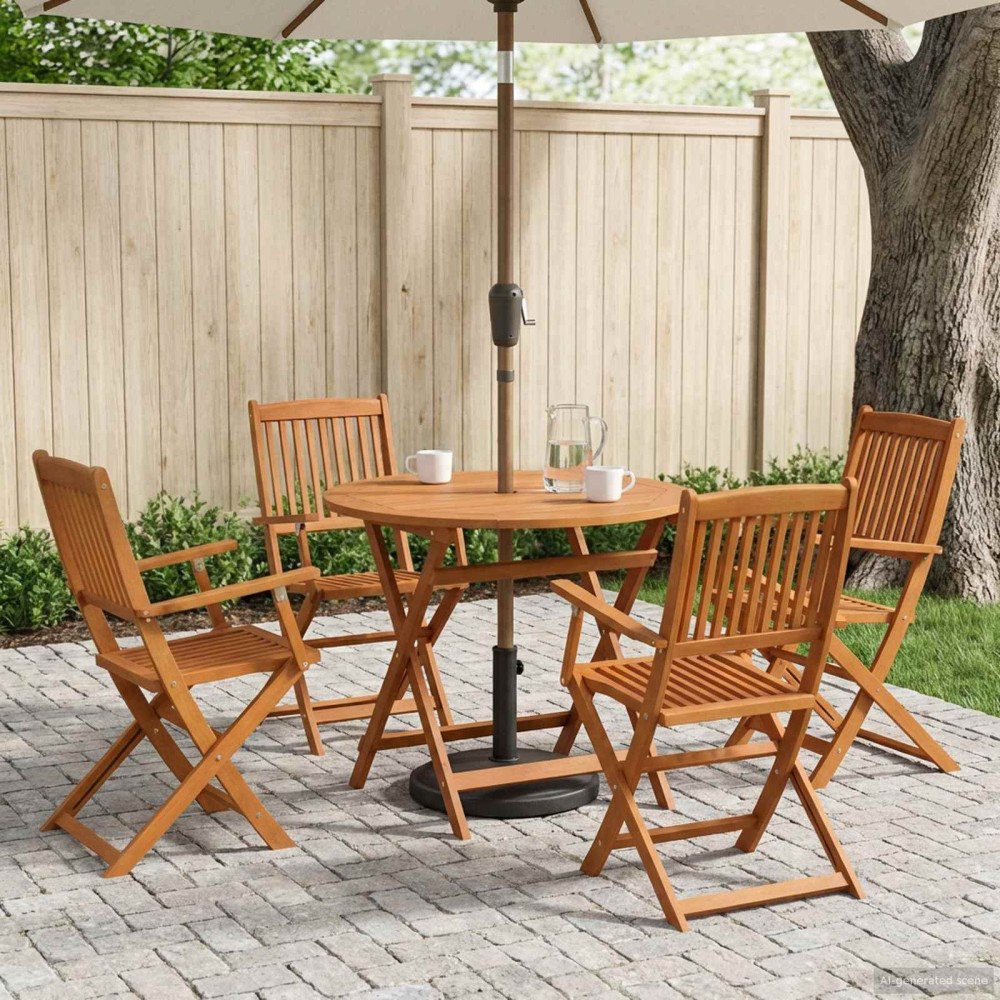vidaXL Utemöbelset 5 pcs Naturlig Massiv Eukalyptus Trä