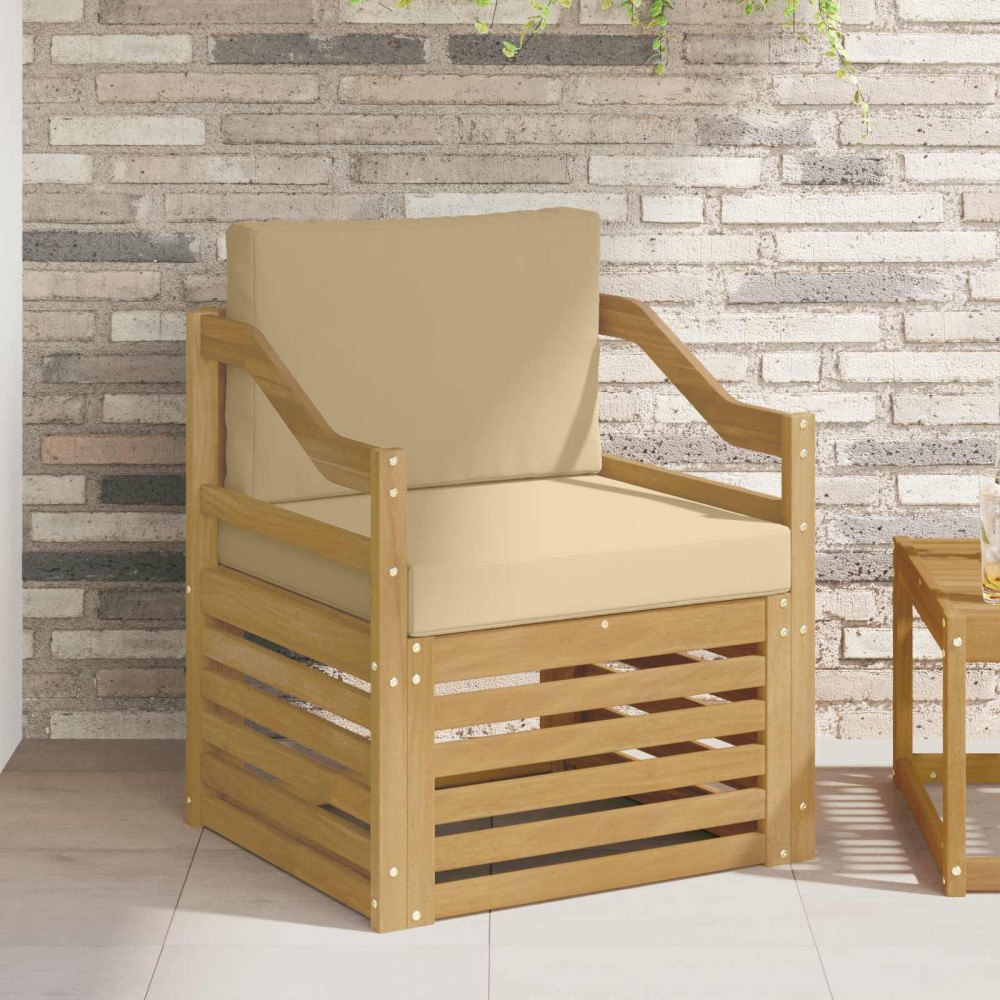 vidaXL Utomhussoffa Polyester Vit och beige
