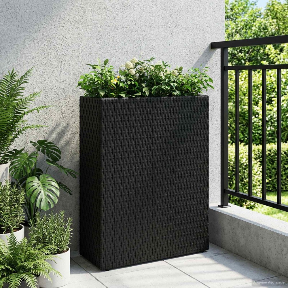vidaXL Hög kruka Svart 55 x 22 x 70 cm konstrotting